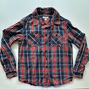 Cherokee blue‎ red plaid long sleeve button down shirt boys L 12-14
